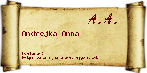 Andrejka Anna névjegykártya